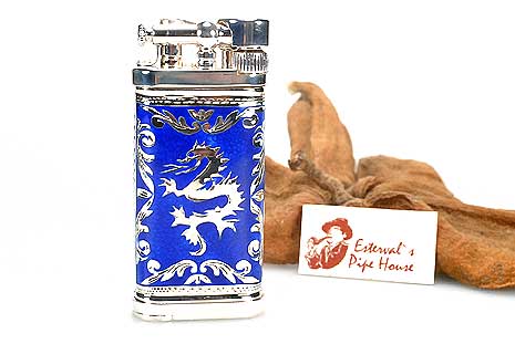 Sillems 1989RB Pipe Lighter Old Boy LEA royal blue Dragon